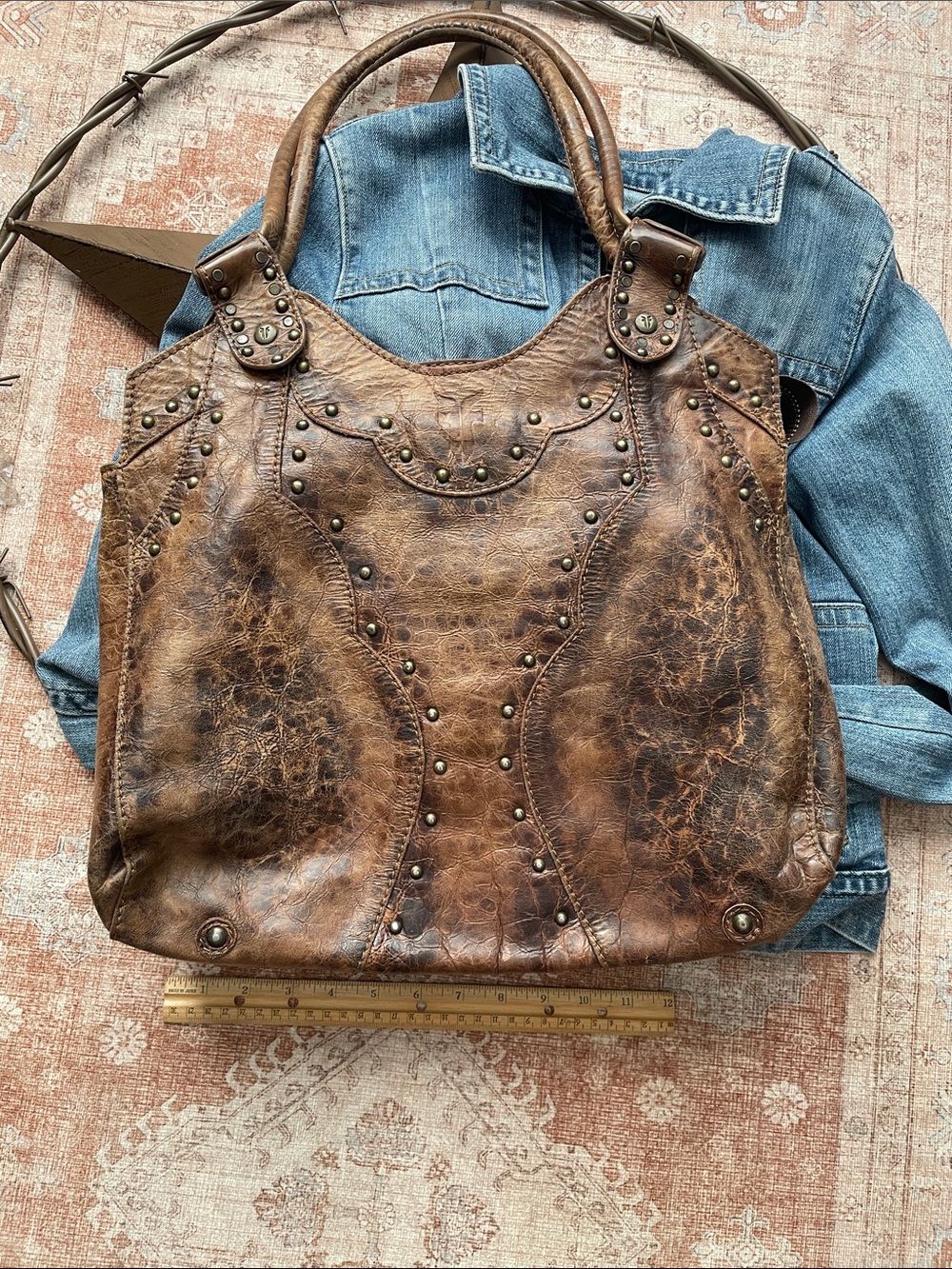 Frye Studded Leather Shoulder Bag